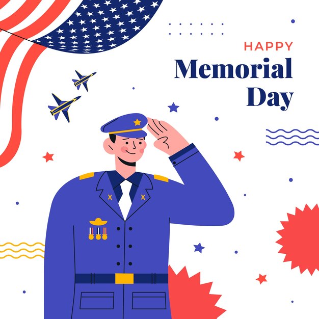 Flat illustration for american memorial day holiday