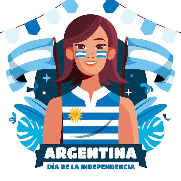 아르헨티나 독립 기념일 축하를 위한 평면 그림