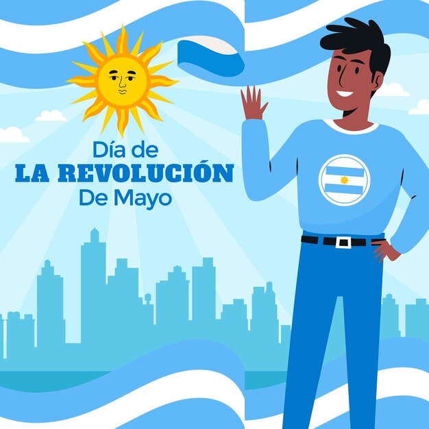 Плоская иллюстрация к аргентинской майской революции