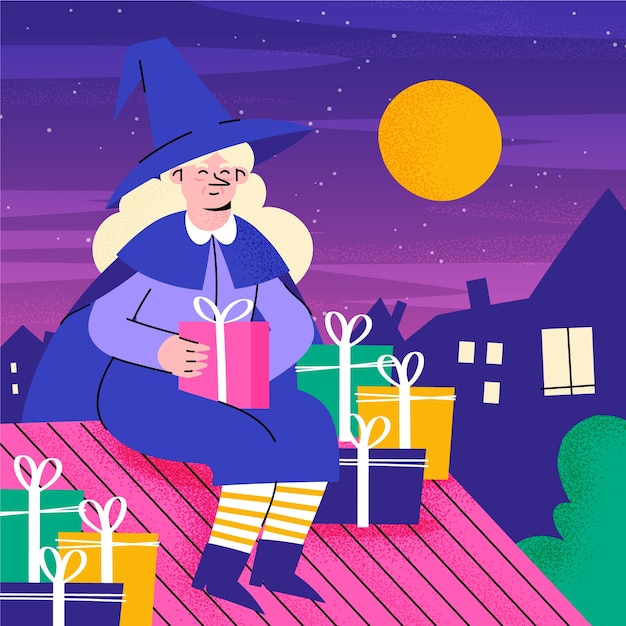 Illustrazione piatta per befana