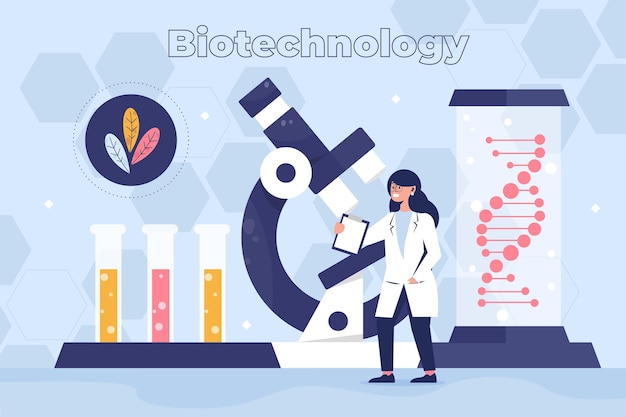 Concetto di biotecnologia illustrazione piatta