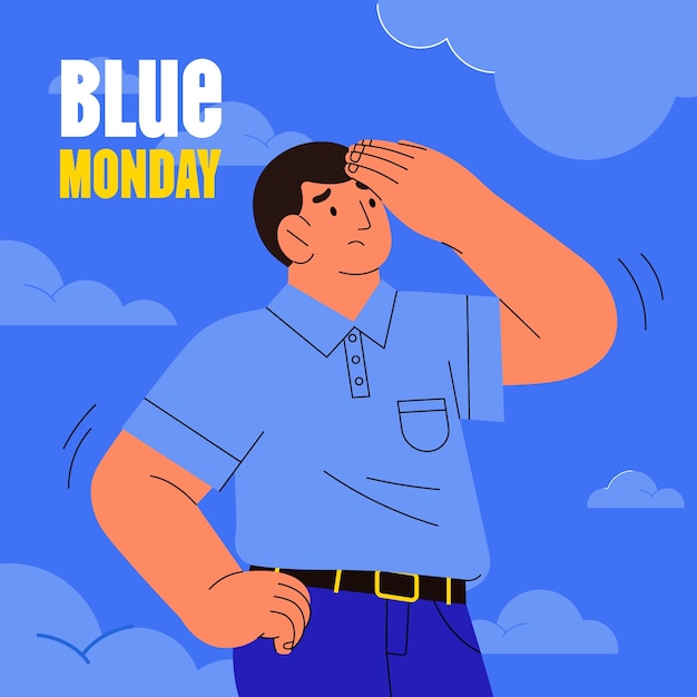 Плоская иллюстрация для голубого понедельника
