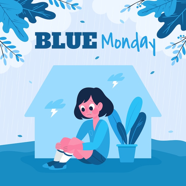 Free vector flat illustration for blue monday