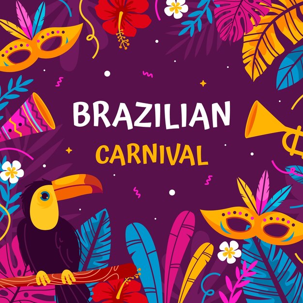 Flat illustration for brazilian carnival celebration