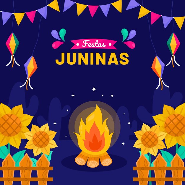 Flat illustration for brazilian festas juninas celebration