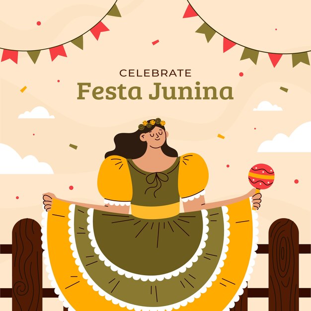 Плоская иллюстрация бразильского празднования Festas Juninas