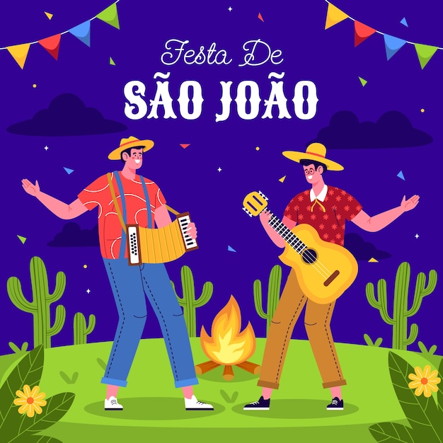 Vettore gratuito illustrazione piatta per le celebrazioni brasiliane di festas juninas