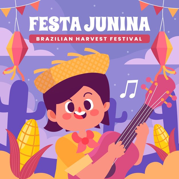 flat illustration for brazilian festas juninas celebrations