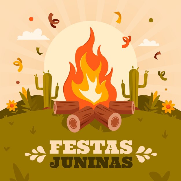 브라질 festas juninas 행사에 대한 평면 그림