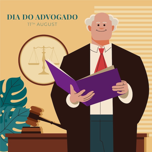 Free vector flat illustration for brazilian lawyers day celebration