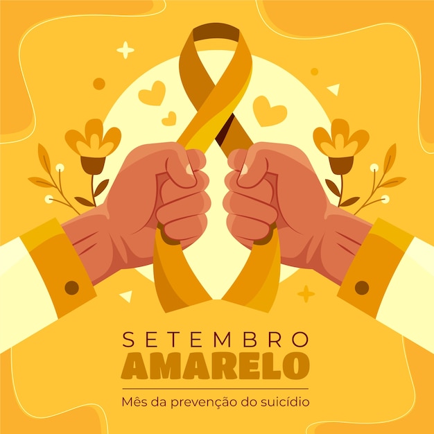 Vettore gratuito illustrazione piatta per la consapevolezza del mese brasiliano di prevenzione del suicidio