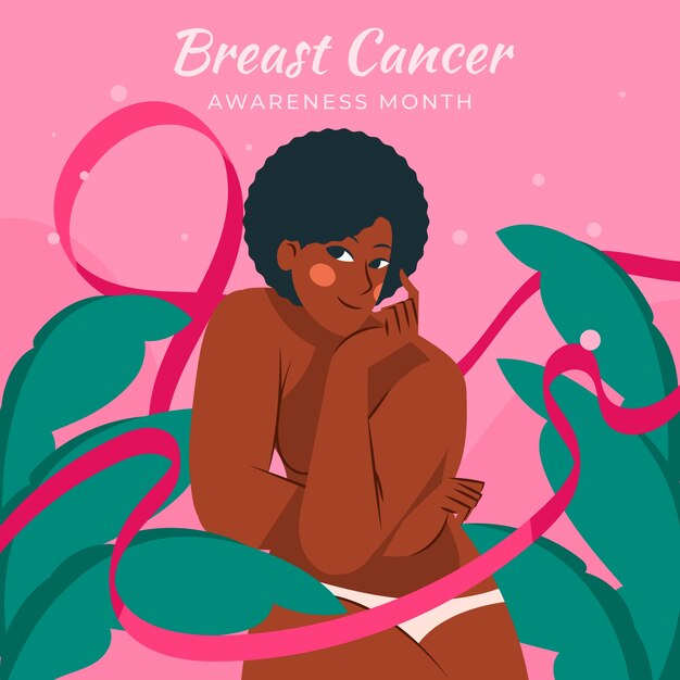 flat illustration for breast cancer awareness month