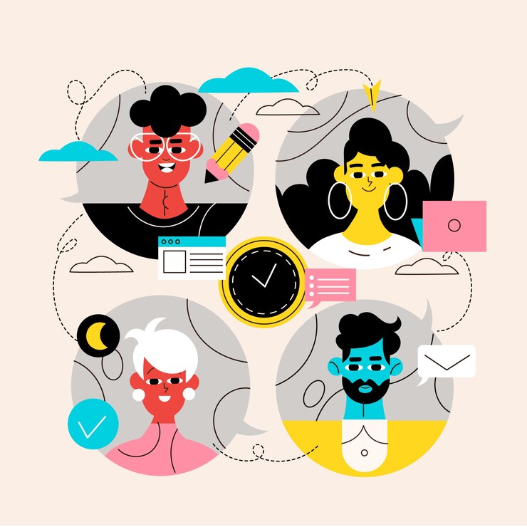 Free Vector flat illustration for business asynchronous  work