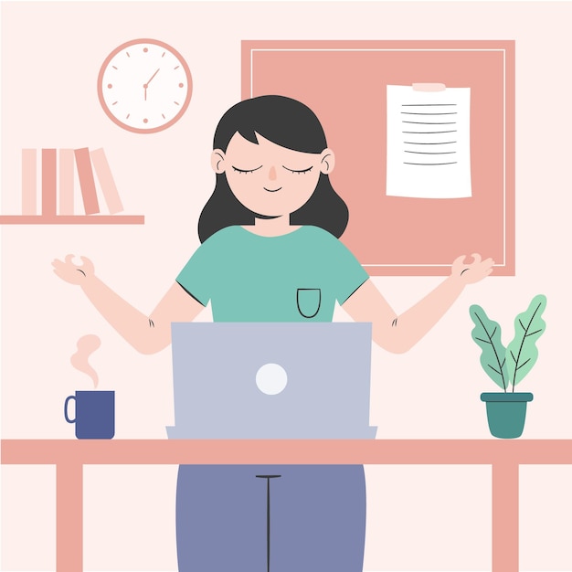 Flat illustration business woman meditating