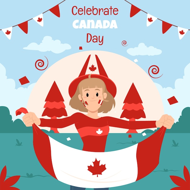Free vector flat illustration for canada day celebration
