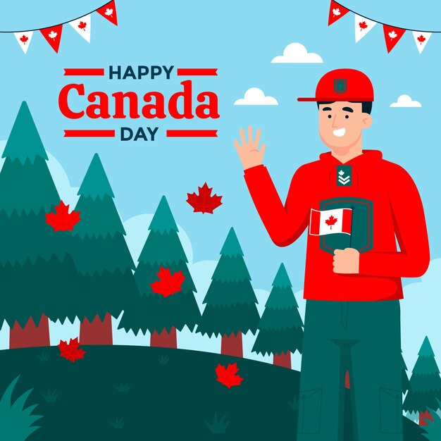 Плоская иллюстрация для празднования дня канады