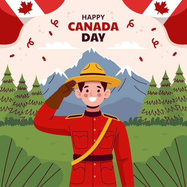 Free vector flat illustration for canada day celebration