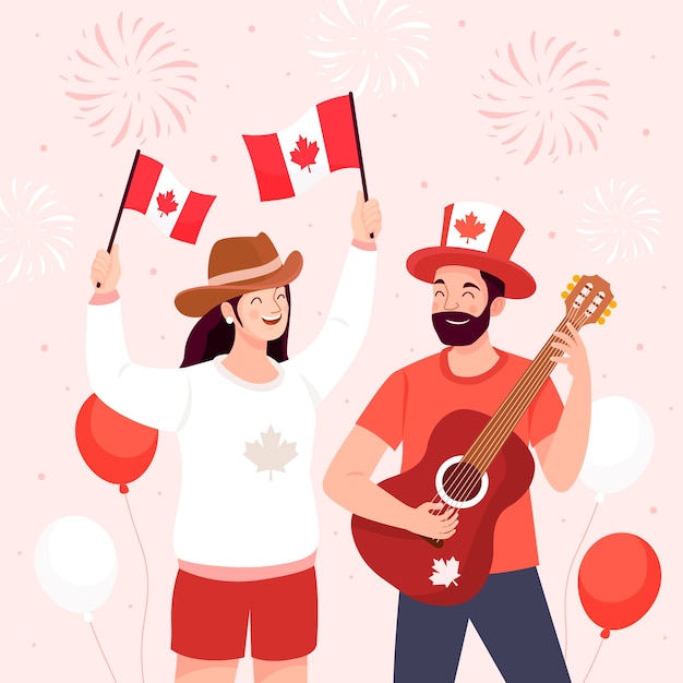 Vettore gratuito illustrazione piatta per la celebrazione del giorno del canada