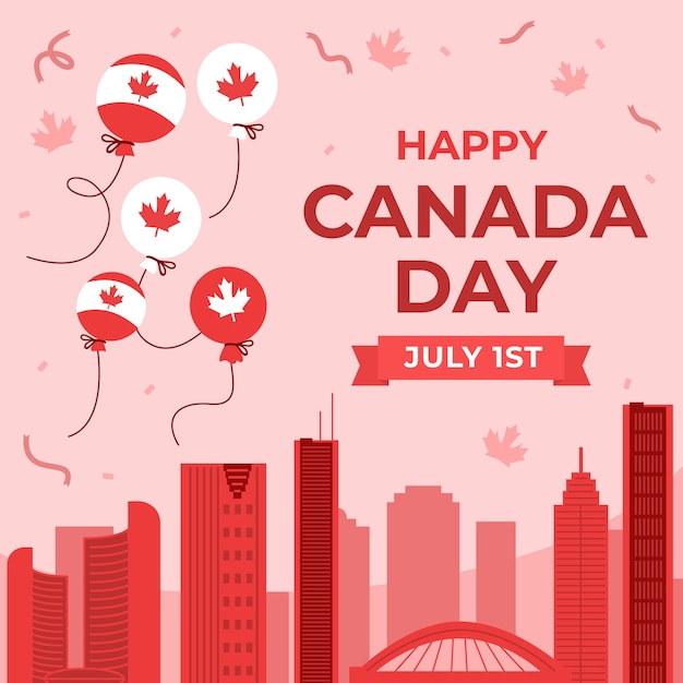 Vettore gratuito illustrazione piatta per la celebrazione del giorno del canada