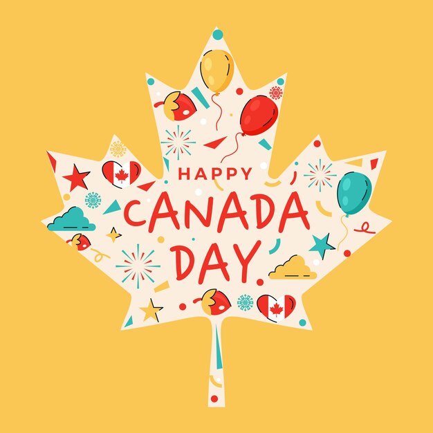 Flat illustration for canada day celebration