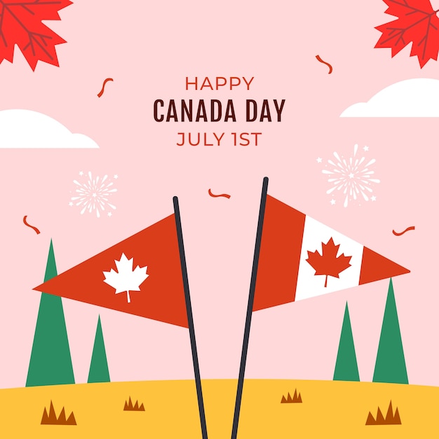 Free vector flat illustration for canada day celebration