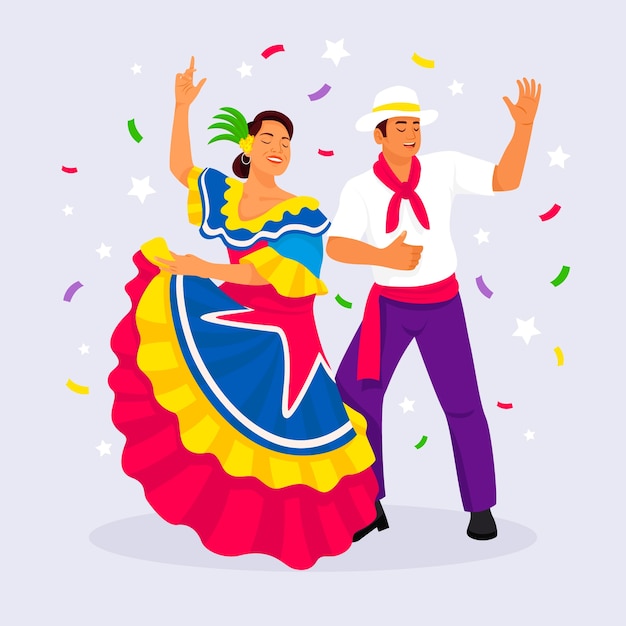 カーニバル・デ・バランキラの祝賀のためのフラットイラスト