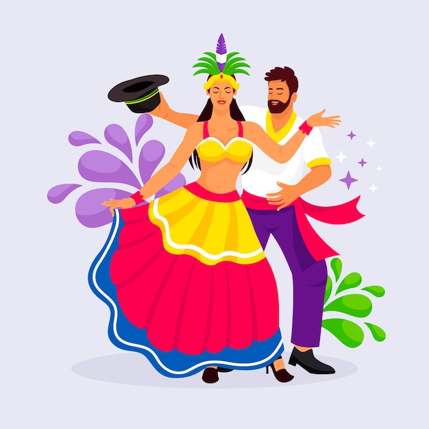 カーニバル・デ・バランキラの祝賀のためのフラットイラスト