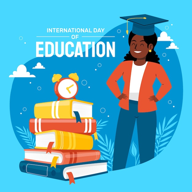 Flat illustration for celebration of international day of education