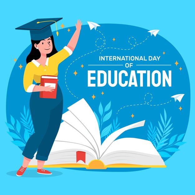 Flat illustration for celebration of international day of education