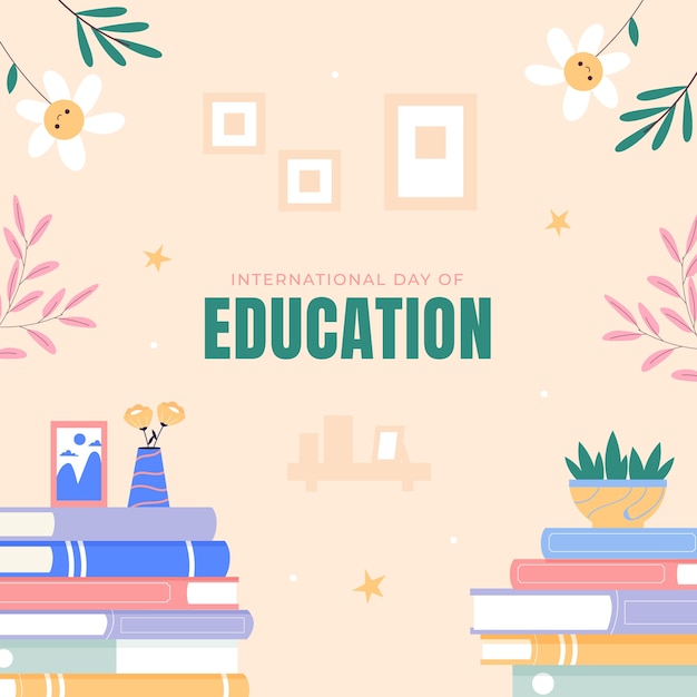Flat illustration for celebration of international day of education