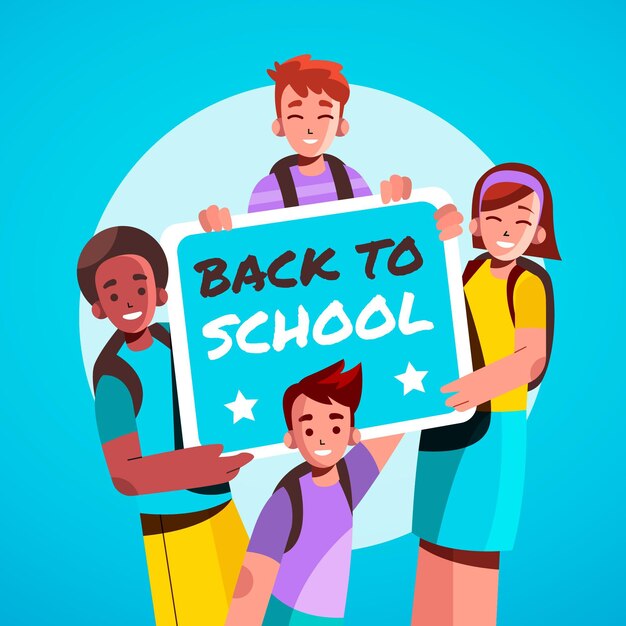 Flat illustration of children back to school