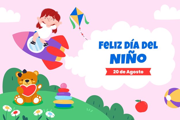 Flat illustration for children's day celebration in spanish