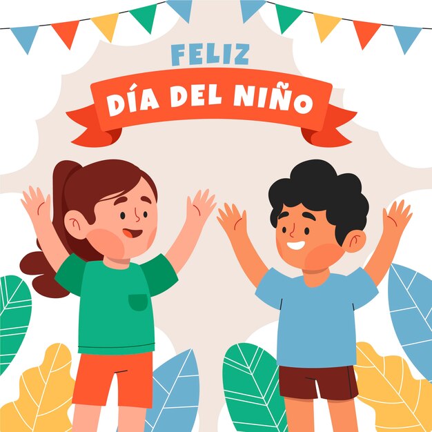 Плоская иллюстрация для празднования дня защиты детей на испанском языке
