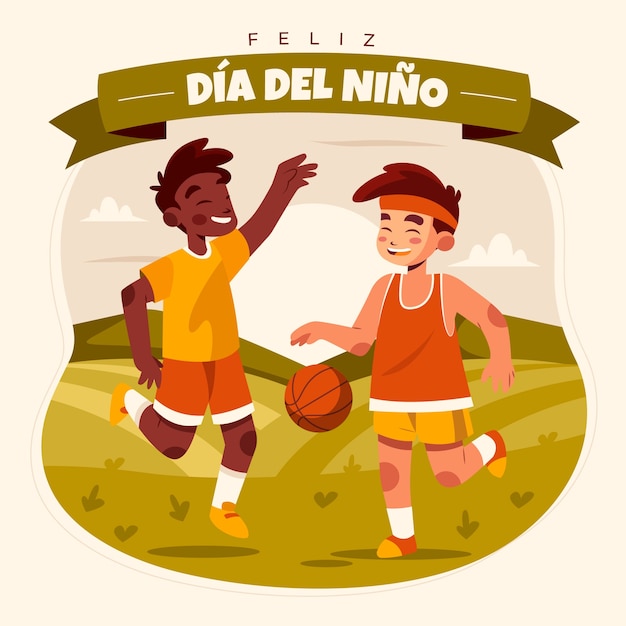 Flat illustration for children's day celebration in spanish