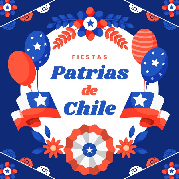 Free vector flat illustration for chilean fiestas patrias celebrations