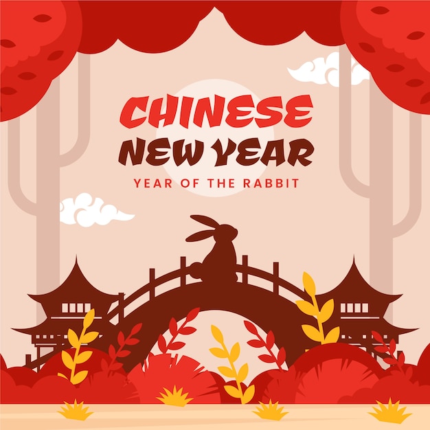 Free vector flat illustration for chinese new year celebration