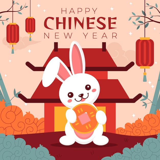 Flat illustration for chinese new year festival