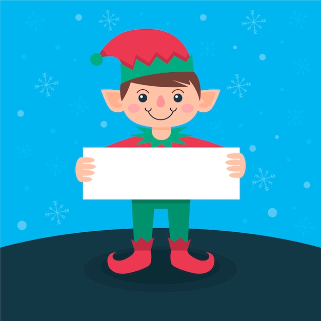 Free vector flat illustration of christmas character holding blank banner