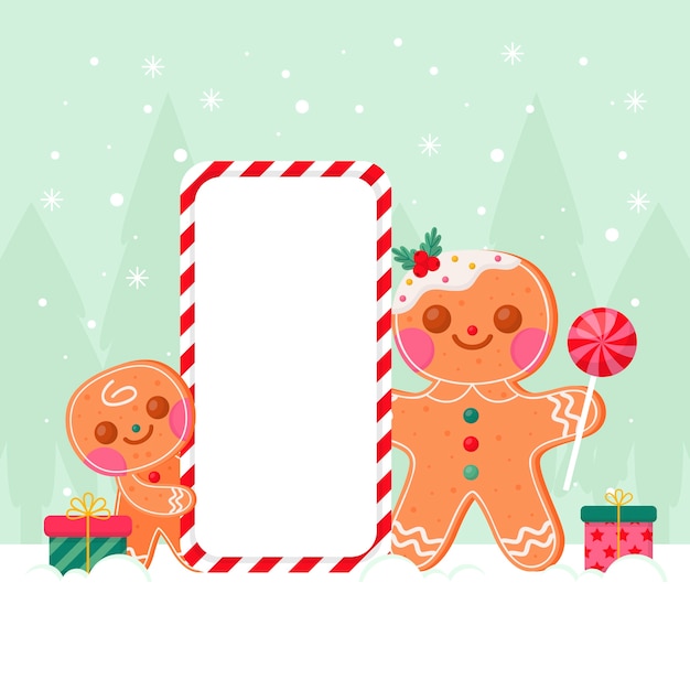 Free vector flat illustration of christmas characters holding blank banner