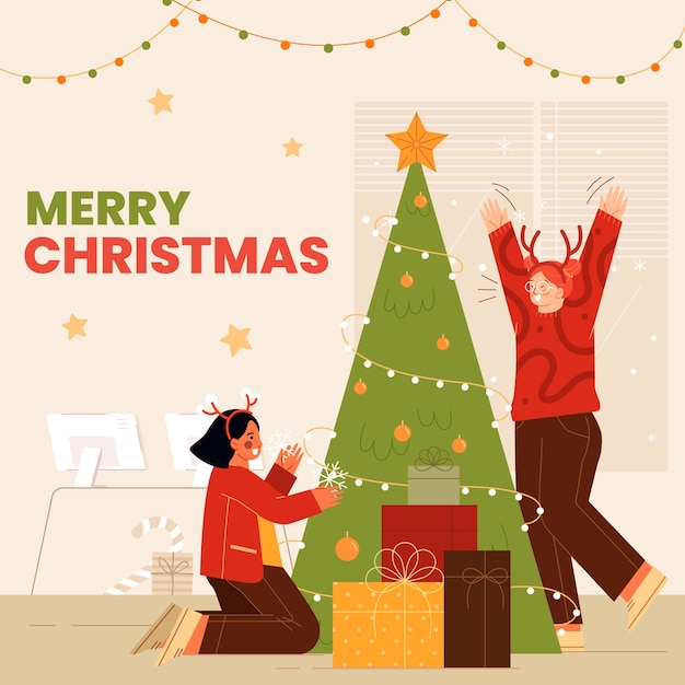Free vector flat illustration for christmas season celebration