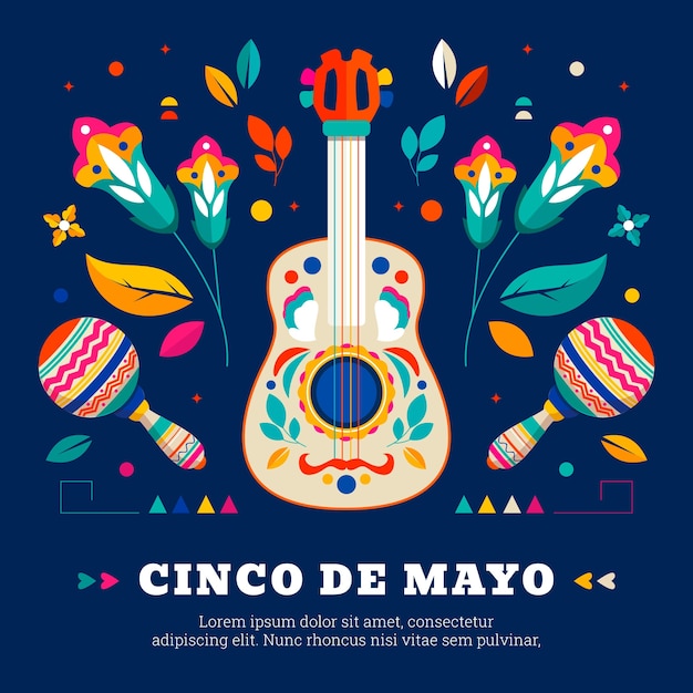 Illustrazione piatta per la celebrazione del cinco de mayo