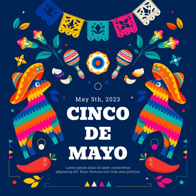 Плоская иллюстрация для празднования синко де майо