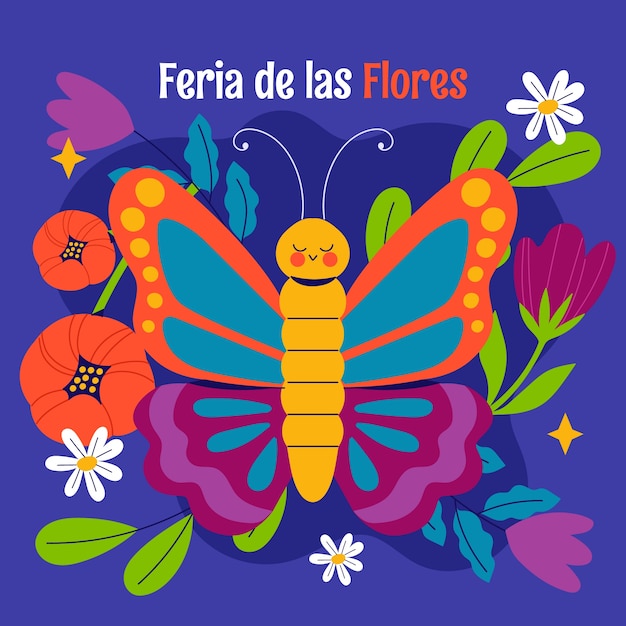 コロンビアのフェリア・デ・ラス・フローレスのお祝いのためのフラットイラスト