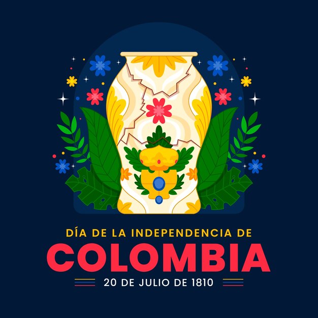 Flat illustration for columbian independence day celebration