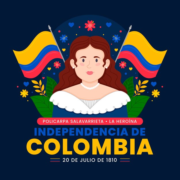 Flat illustration for columbian independence day celebration