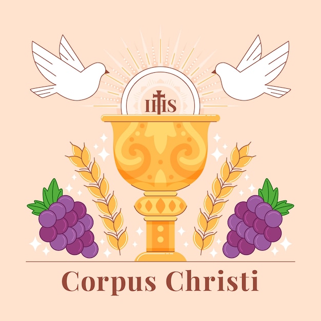 Vettore gratuito illustrazione piatta per la festa del corpus domini