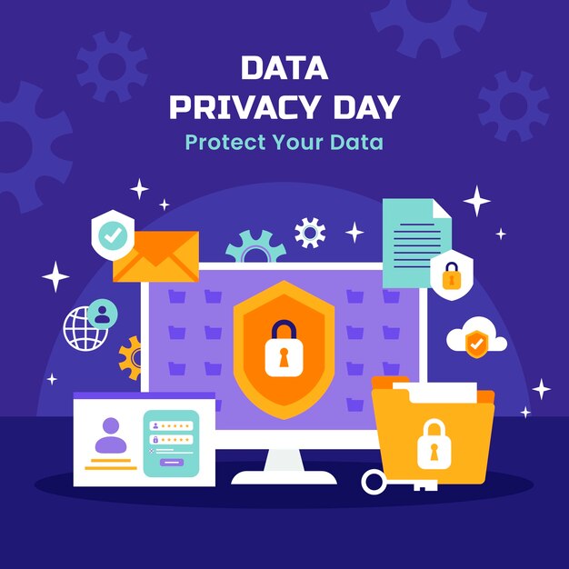 Illustrazione piatta per il giorno della privacy dei dati