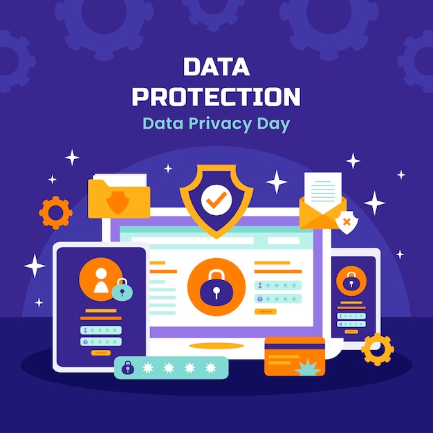 Free vector flat illustration for data privacy day