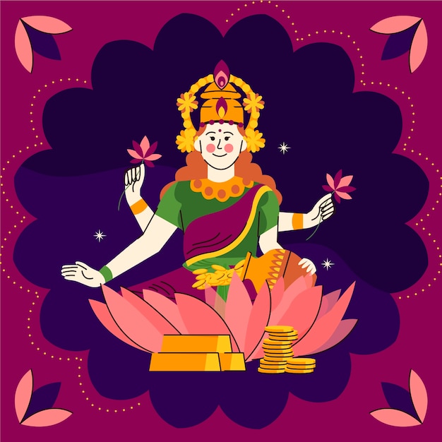 Free Vector flat illustration for dhanteras festival celebration