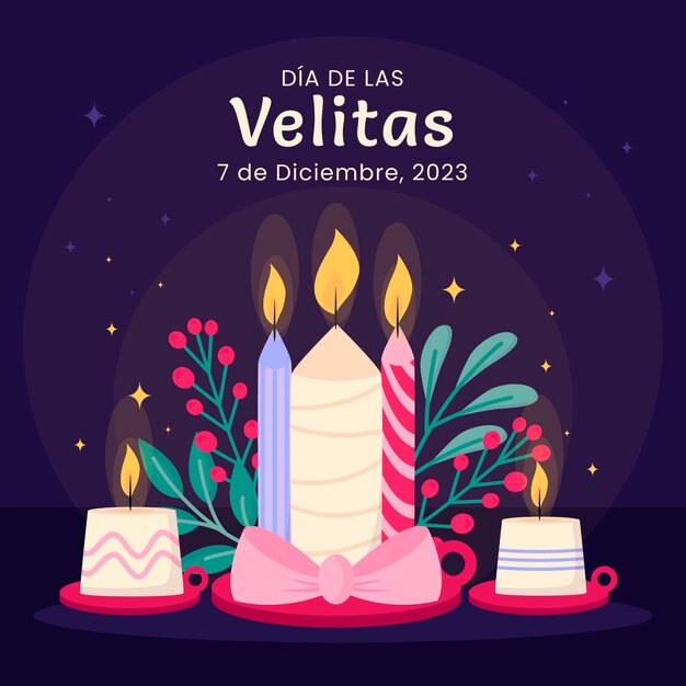 Flat illustration for dia de las velitas celebration with candles